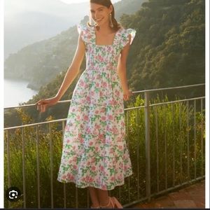 Hill House Floral Dress in Pink and Green